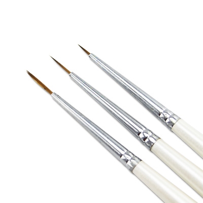 3 Nail Art Brushes Set White Aluminium