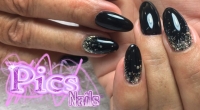 black and silver nail art