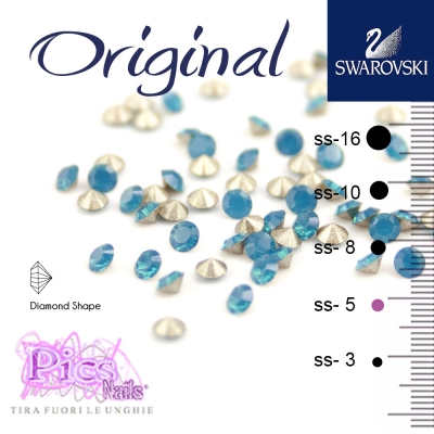Brillantini Unghie Swarovski Caribbean Blue Opal Diamond 1,7 mm 50 Pz SS-5