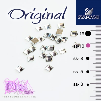 Brillantini Unghie Swarovski Square Flat 3 mm 50 Pz SS-10