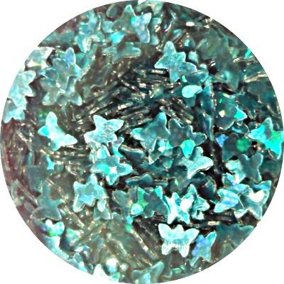 Butterfly Glitter Pale-Blue Holographic