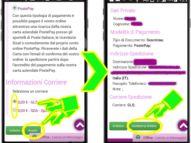 Come Ordinare 11.Selezionato il Metodo di Pagamento e Corrire, Andiamo a Confermare il Nostro Ordine