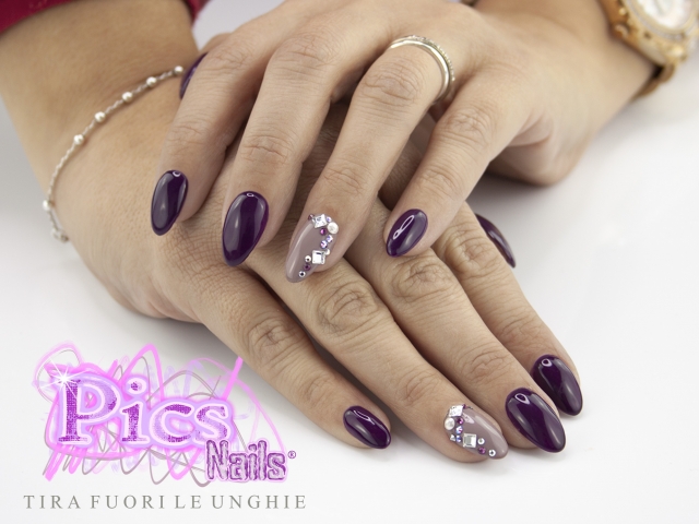 Dark Purple Swarovski Nail Art