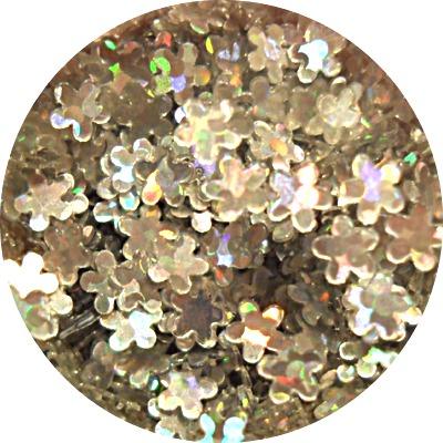 Flowers Glitter Silver Holographic