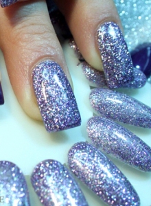 gel glitter unghie viola