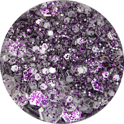 Hexagon Glitter Nails Purple Plus