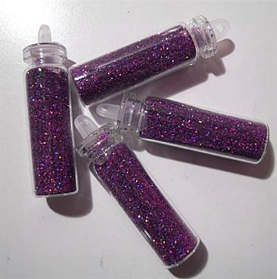 Holographic Glitter Nails Dark Purple