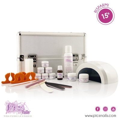 Kit Ricostruzione Unghie Gel Base con Lampada e Beauty