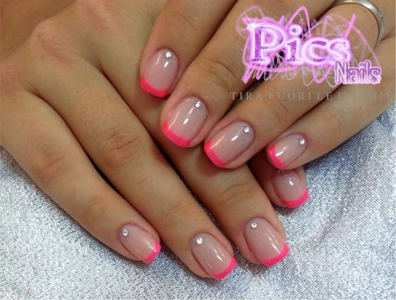 Nail French Neon Pink.