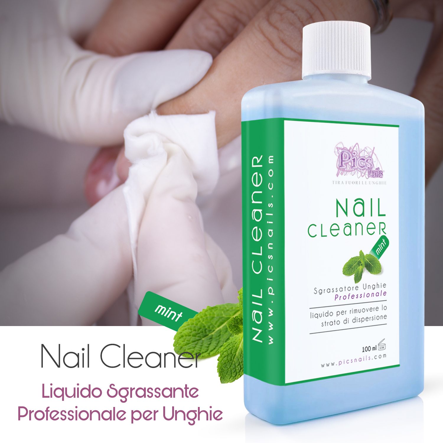 Nail Cleaner Mint 100 ml Degrease The Nails in Gel Proce