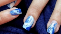 Pale-Blue Gel Nails Extension