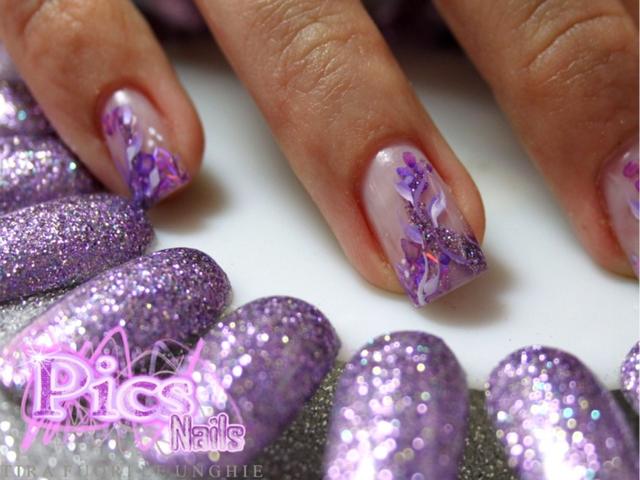 Purple Glitter Nail Art