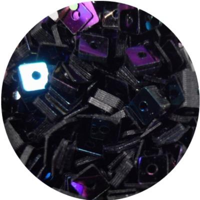 Square Glitter Black Holographic