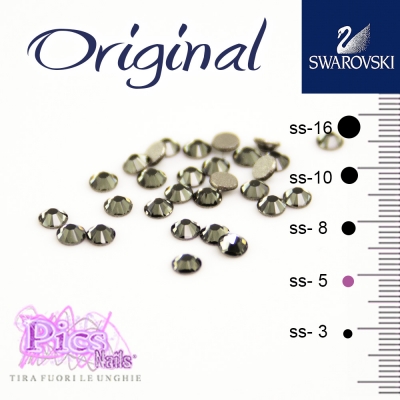 Swarovski Nails Black Diamond 1,7 mm 50 Pcs SS-5