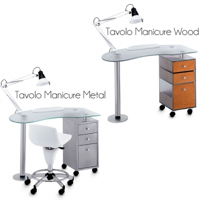 Tavolo Manicure in Vetro Metal Wood